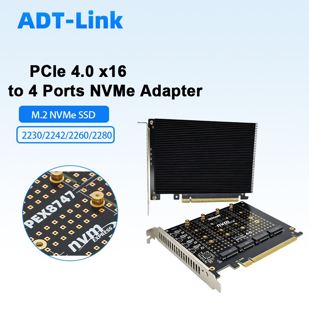 Quad M.2 Nvme Pcie Bifurcation Card - การ์ดอะแดปเตอร์ PCIe 4.0 X16 เป็น 4