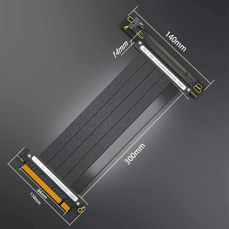 Pcie 4.0 X16 Riser Cable 90 Degree - 90 องศา PCI-E X16 4.0 ยืดหยุ่นสายสีดํา