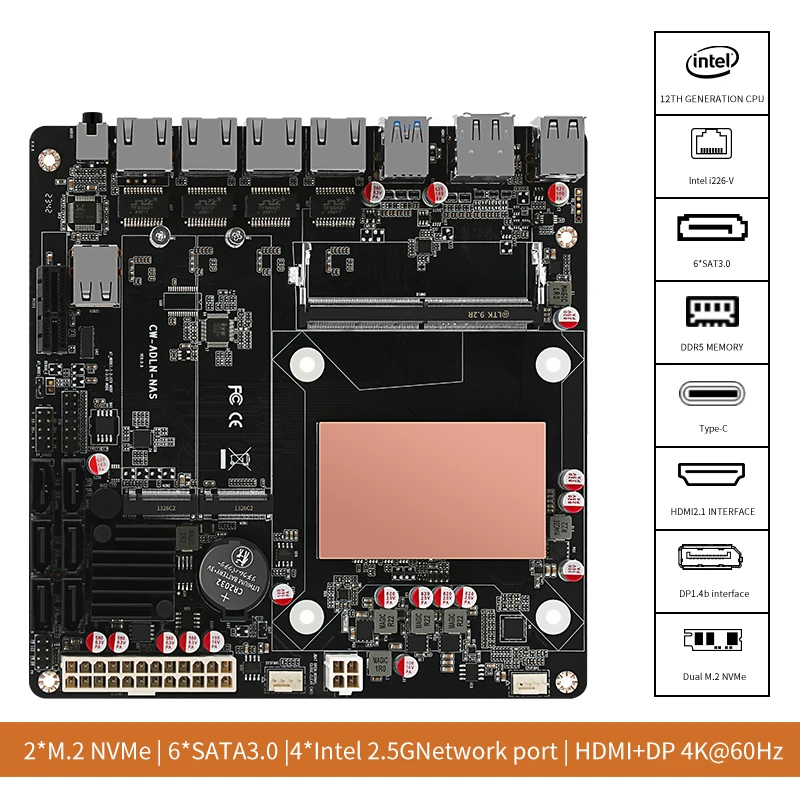 Nas Motherboard N100 6 Sata - เมนบอร์ด N100/N150 6 ช่องใส่ฮาร์ดดิสก์ NAS รองรับการ์ดเครือข่าย