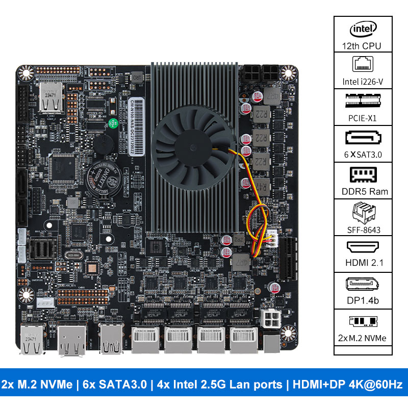 Nas Motherboard N100 6 Sata - เมนบอร์ด N100 Nas รองรับ 2xm.2 Nvme
