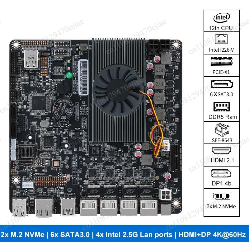Nas Motherboard N100 6 Sata - เมนบอร์ด N100 Mini ITX NAS DDR5,