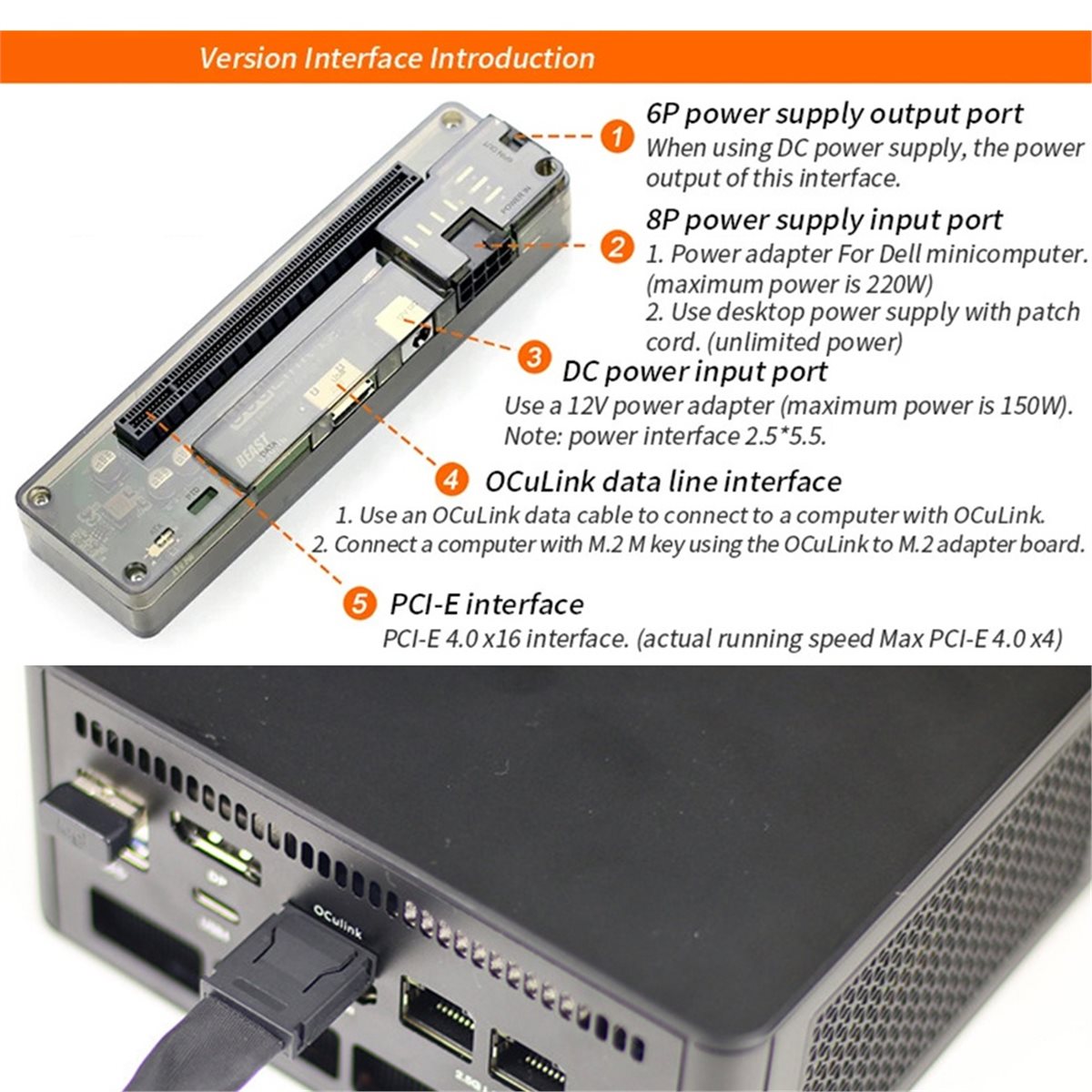 External Gpu Dock Pcie 4.0 Oculink - โปรโมชั่น OCuLink GPU Dock พร้อมอะแดปเตอร์ M.2