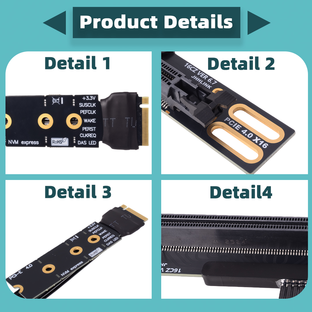 สายแปลง M.2 NVME เป็น PCIe X16 - Pcie 4.0 X16 Riser Cable 90 Degree บทวิจารณ์และราคา