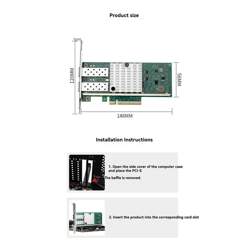X520-DA1 การ์ดเครือข่าย 10Gb S - 10Gb Sfp+ Pcie Network Card Dual Port บทวิจารณ์และราคา