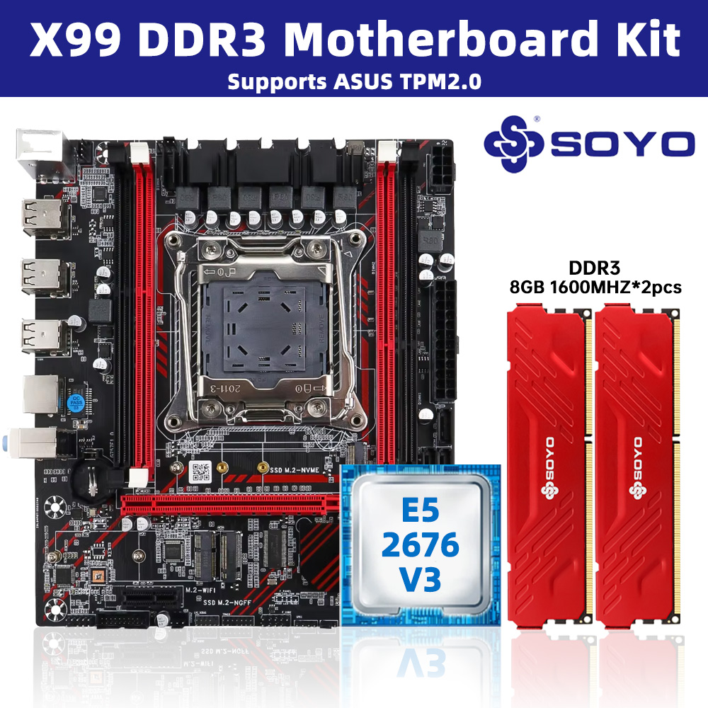 SOYO X99 เมนบอร์ดชุดอุปกรณ์พร้ - X99 Dual Cpu Motherboard Combo บทวิจารณ์และราคา