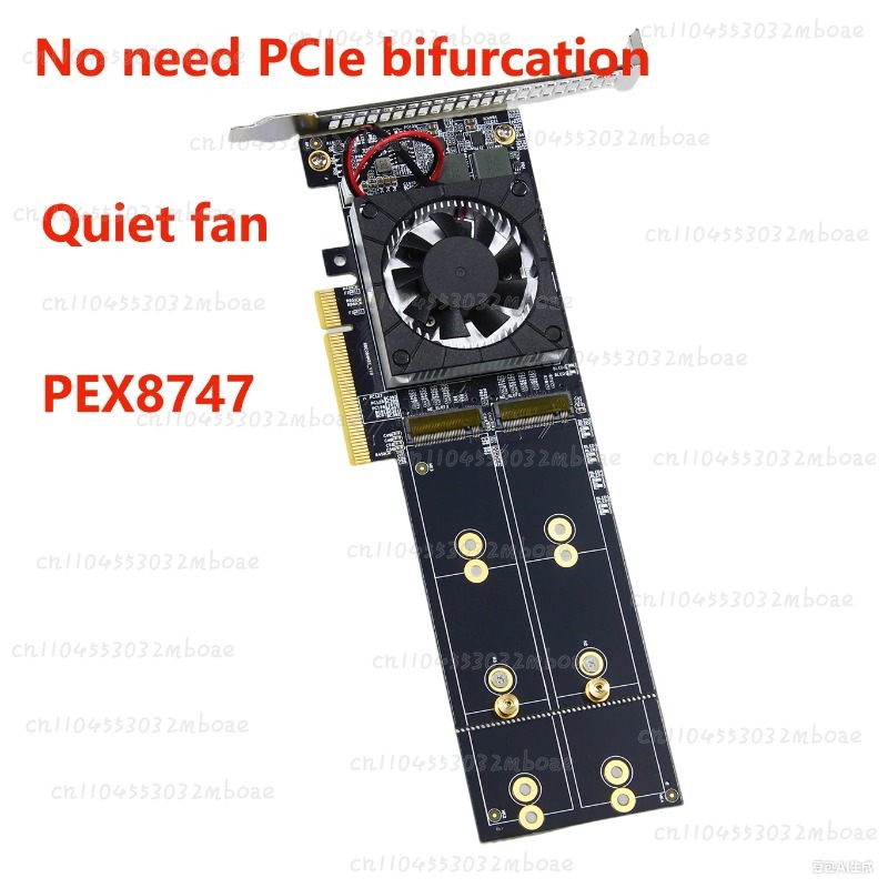 PEX8747 ชิป PCIe 3.0 X8 Quad M - Quad M.2 Nvme Pcie Bifurcation Card บทวิจารณ์และราคา